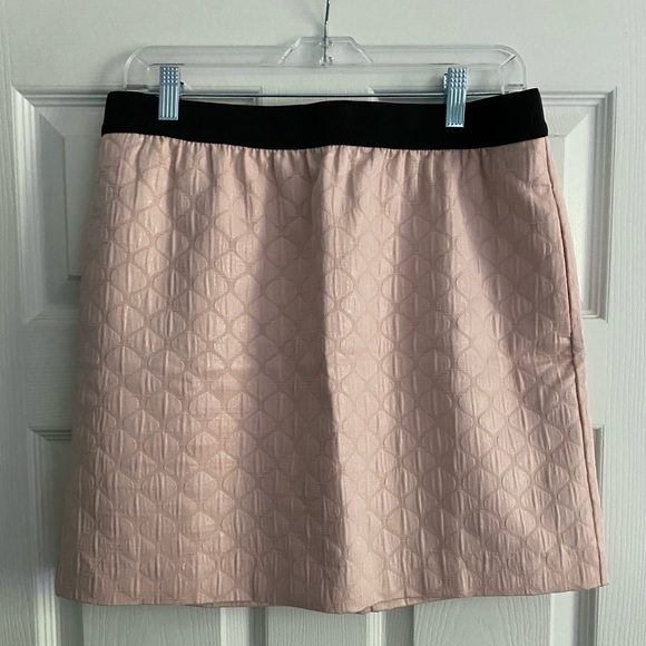 Ann Taylor Loft Blush Pink Textured Skirt - Size 10P Black waist band detail. - Picture 1 of 10